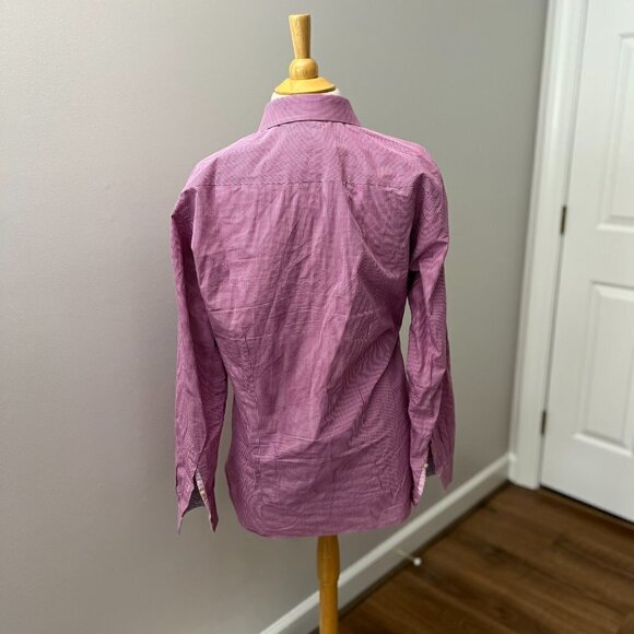 Ted Baker Pink Check Endurance Flip Cuff Button Down Shirt Mens 16.5 34/35 - Picture 11 of 11
